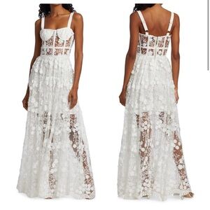 Bronx and Banco Scarlett Maxi Dress White Embroidered Size Medium